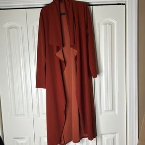 Rust colored belted duster jacket